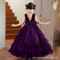 European and american custom girls' formal dress - deep v-back, puffy princess style, children's cake dress, ages 3-6