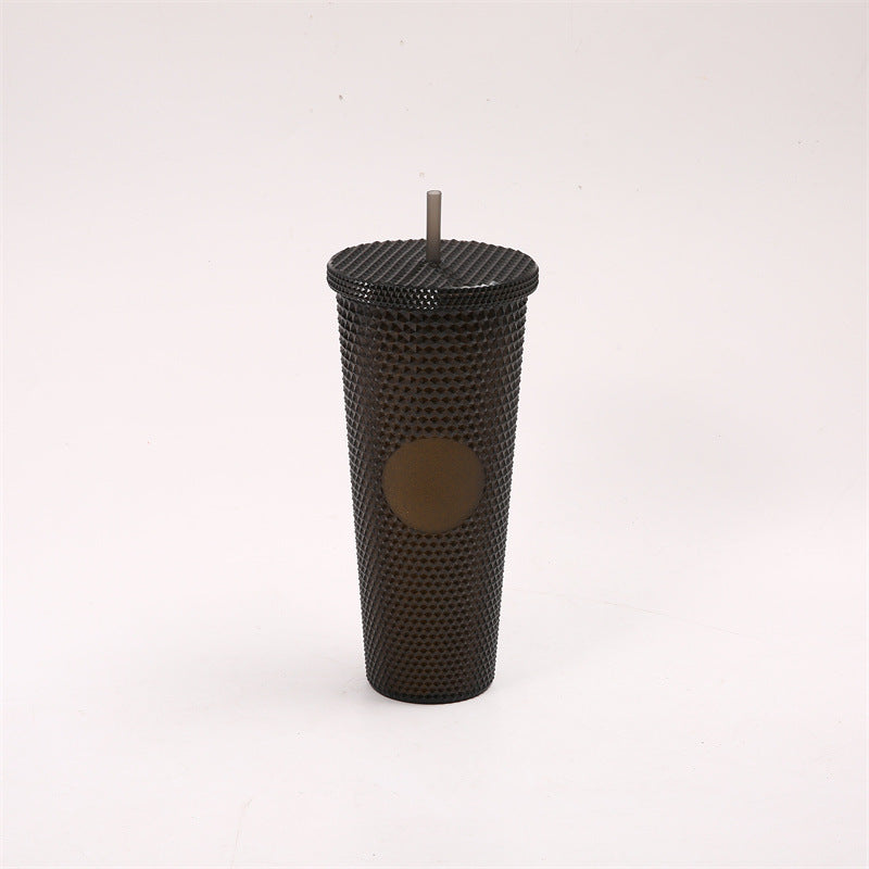 Star ⭐️ same style plastic cup durian cup wholesale high-looking straw cup with paper box water cup logo colorful electroplating