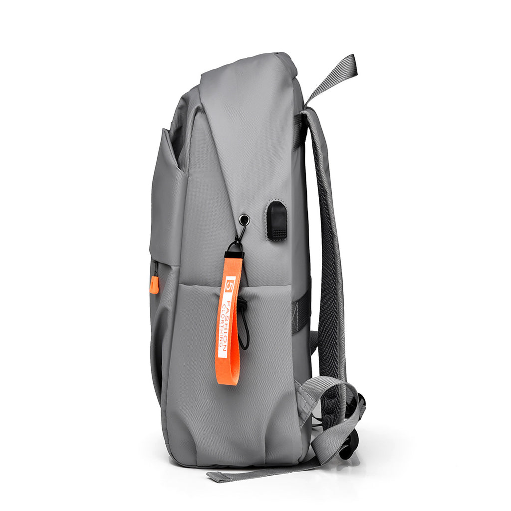 Processing custom men's backpack large capacity solid color simple business travel computer backpack junior high school college students