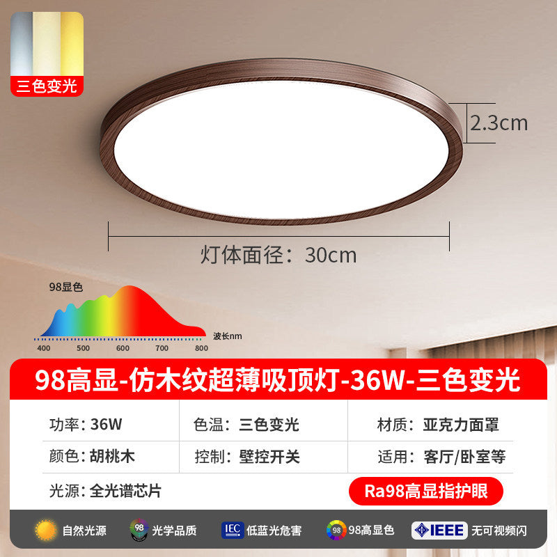 Japanese walnut eye protection ultra-thin bedroom ceiling lamp wabi-sabi style simple scandinavian balcony aisle room study lamp
