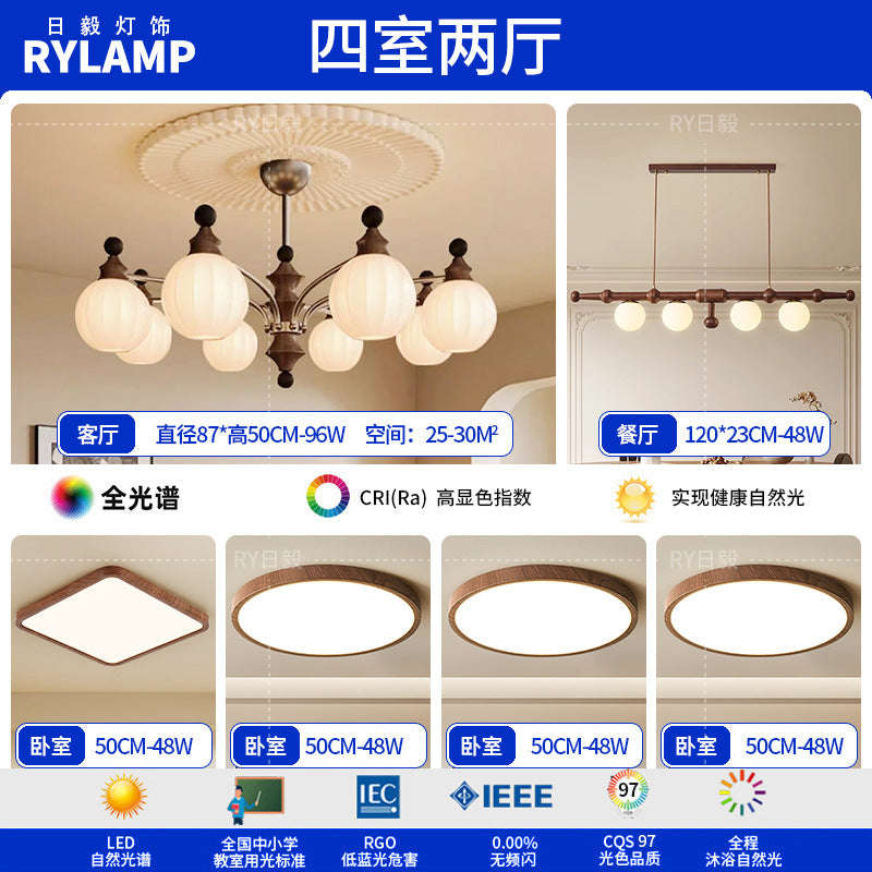 French antique living room chandelier retro high-end solid wood designer bedroom dining room art Zhongshan lighting