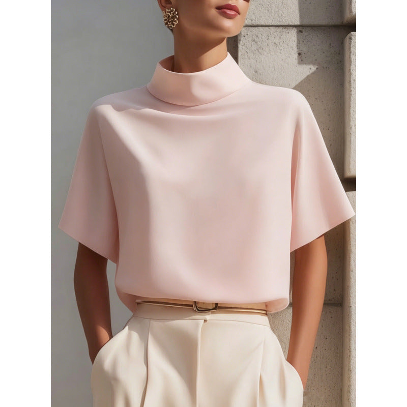 european and american style women's summer new chinese style stand collar shirt - unique design, commuter chic blouse