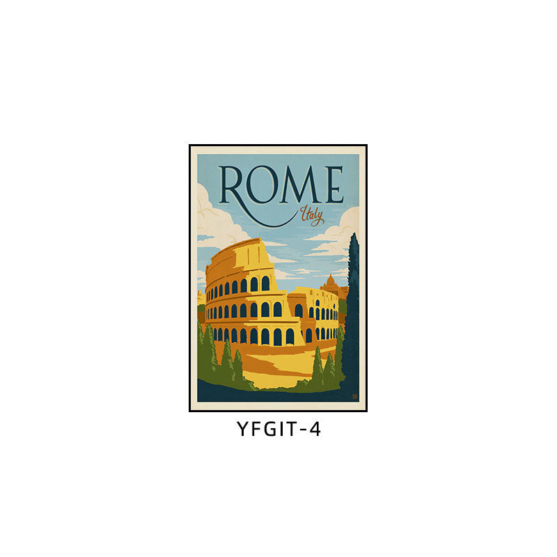 Italian landscape decoration painting retro nostalgic hotel KTV box hanging painting restaurant hotel homestay building mural