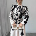 Amazon cross-border front button short-sleeved waist tie backdress women's long sleeves a-shaped long skirt