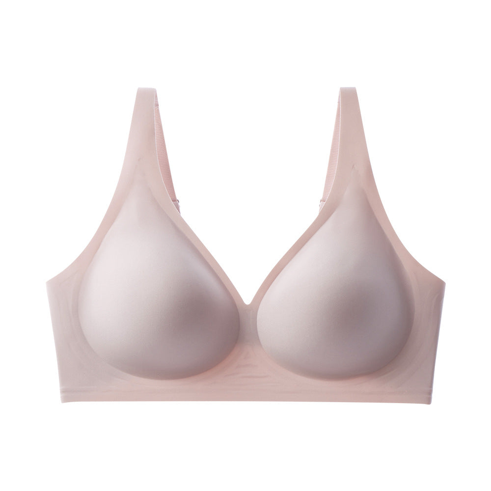 french seamless bra thin jelly glue soft support breast reduction fashion women's plus size bra