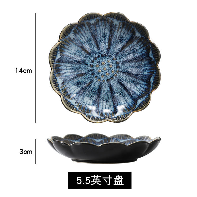 Japanese retro dipping sauce dish ceramic seasoning dish home restaurant stylish high-value seasoning snack dish cold dish plate