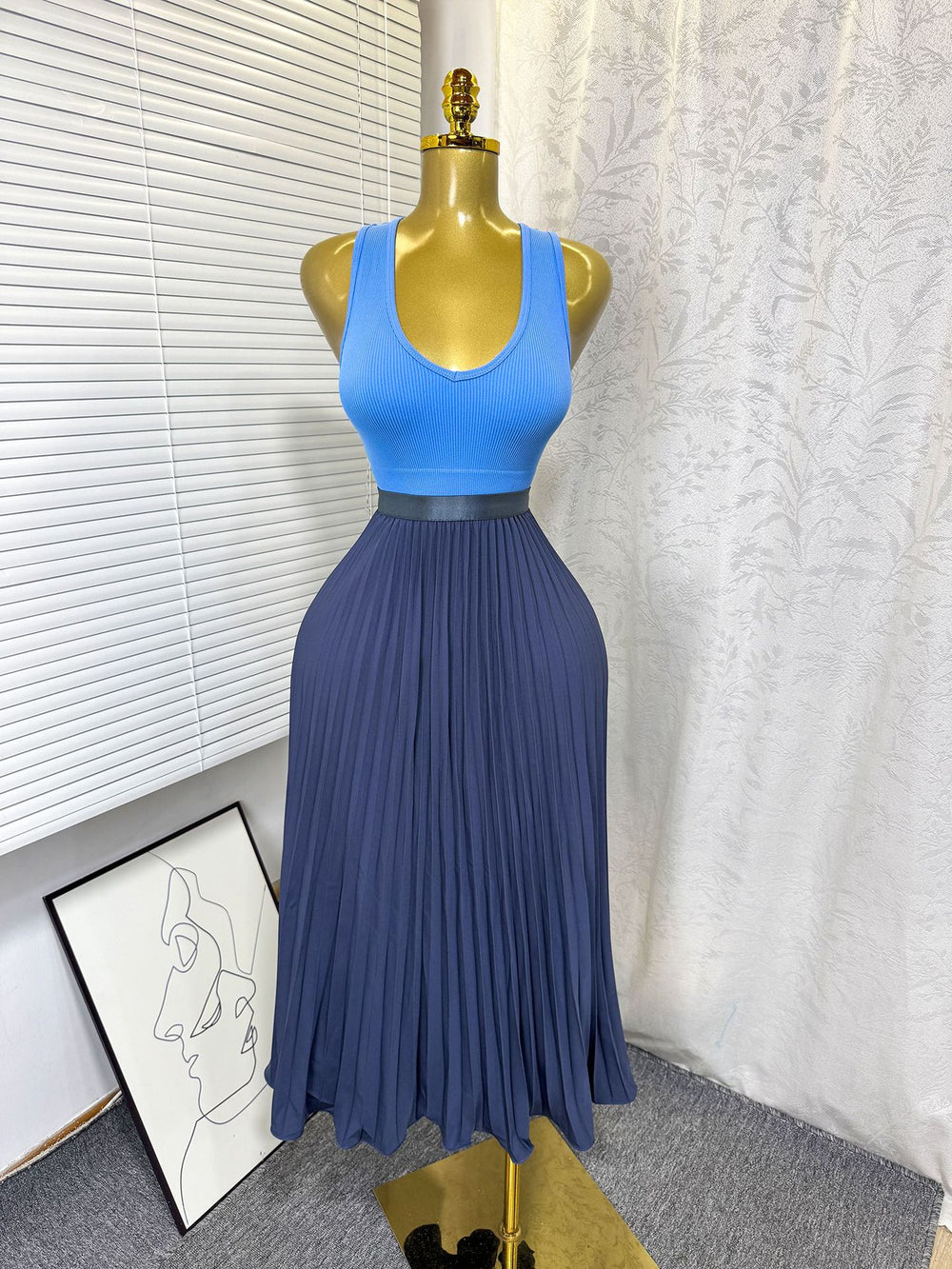 K-stylehigh waist elastic waist pure colorpleated skirt a-line skirt slimming lookeasiest for matchwork clothing skirt