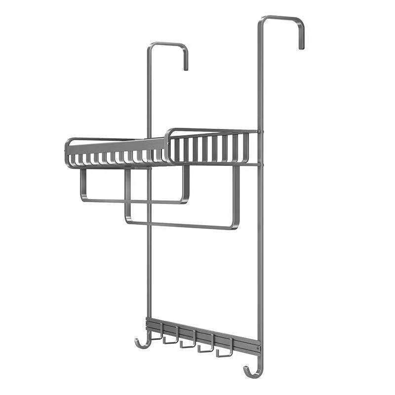 Shower room, glass door, rear shelf, no punching, bath towel rack, bathroom space aluminum towel rack, storage and hanging shelf.