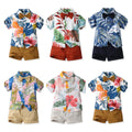 children's clothing boys' shirts spring and summer beach style floral shirt short-sleeved suit vacation summer floral shirt boys