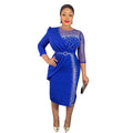 New arrival   cross-border export lace patchwork dress african women's plus size midi skirt finished