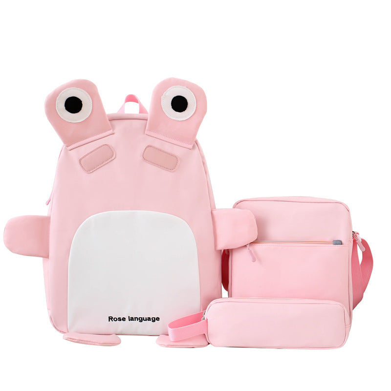 School bag backpack for women 2025 new cartoon primary and secondary school students backpack small fresh and funny three-piece backpack