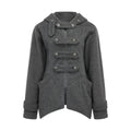 cross-border fashion napoleon woolen hooded outwearretrocasualasymmetrical hem medium longtops