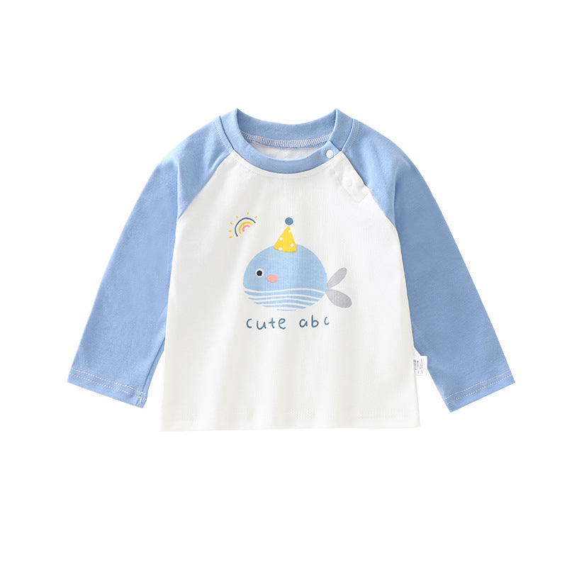 Pure cottonkidsspring & falllong sleevest-shirt boysautumtops single wear boys and girls bottom shirtkids styletops