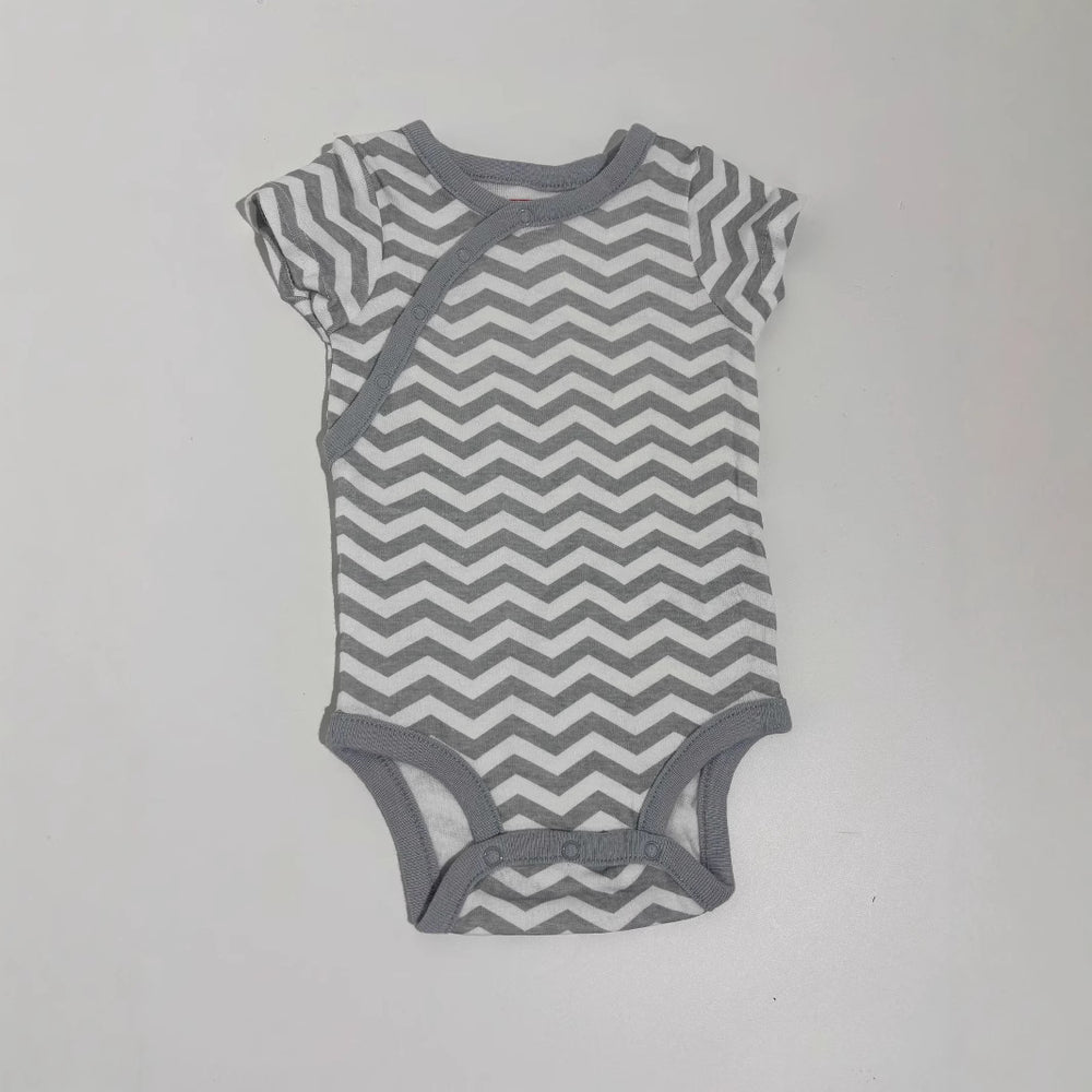 Export original order infant male and female baby slanted button pullover pure cottonprinting half-sleeved bottom triangle khaki