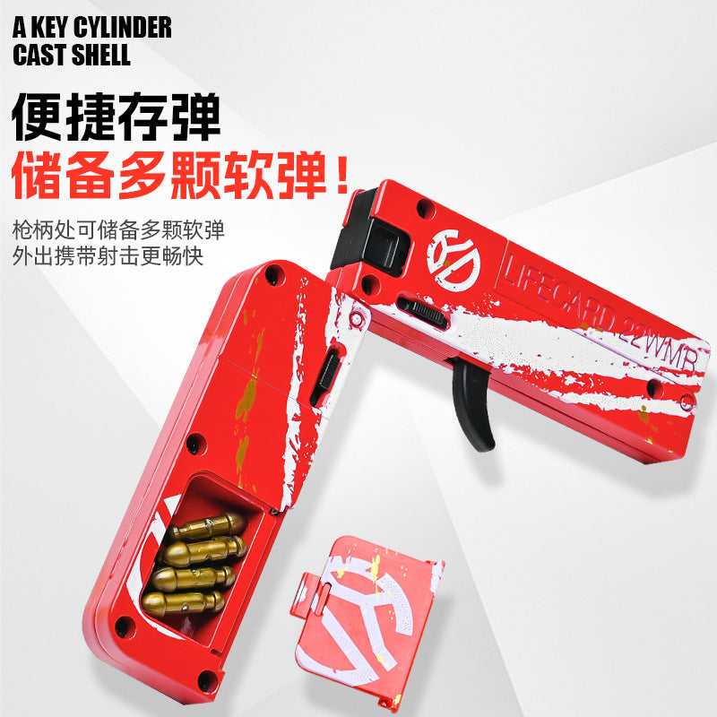 New life card ii adult trendy foldable all-alloy card gun toy - soft bullet gun for boys