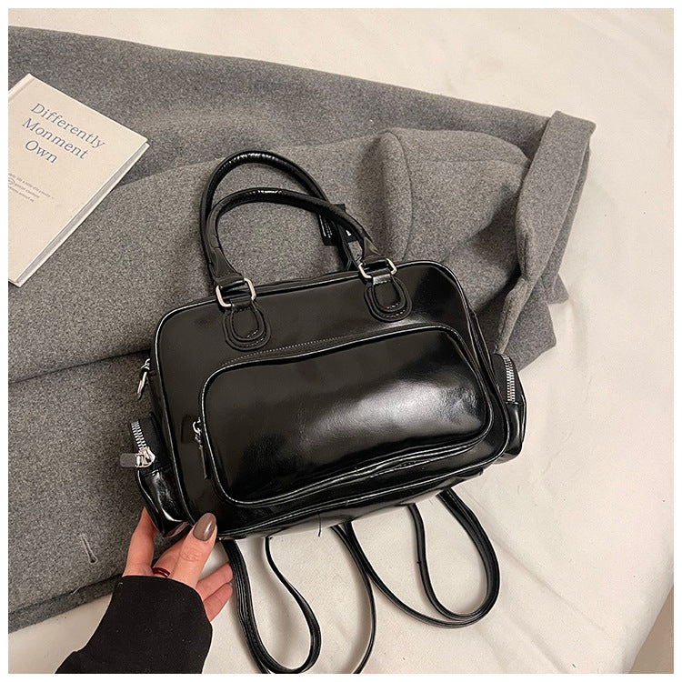 Versatile preppy style backpack for women, 2025 new trendy niche handbag, highland dog minimalist retro women's bag