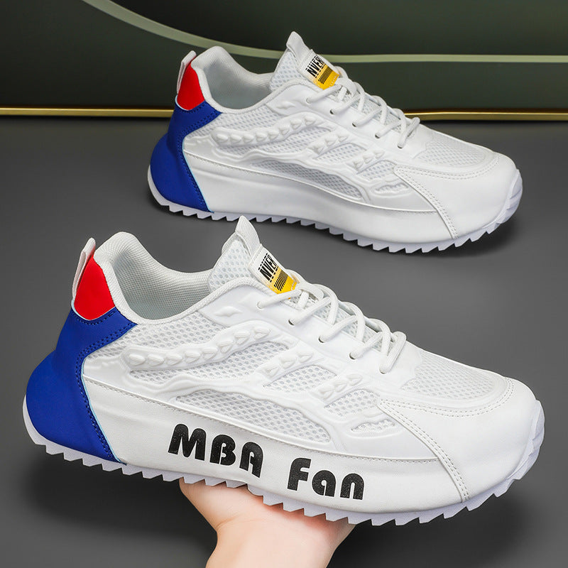 Men's shoes 2025 new winter mesh versatile breathable athletic casual white sneakers height increasing running dad shoes