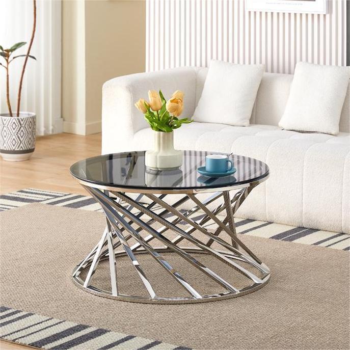 Tempered glass coffee table - modern minimalist accent table with a touch of luxury