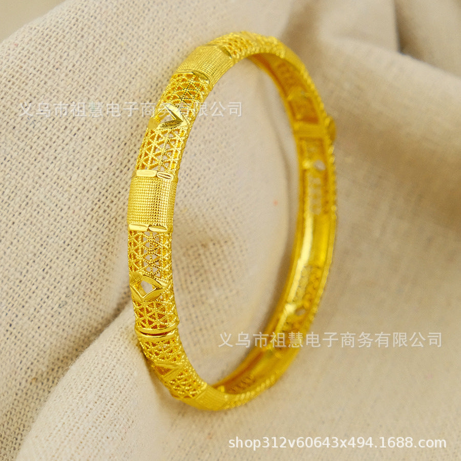 women's luxury copper bangle arab bridal charm bracelet wedding gift dubai gold plated jewelry party
