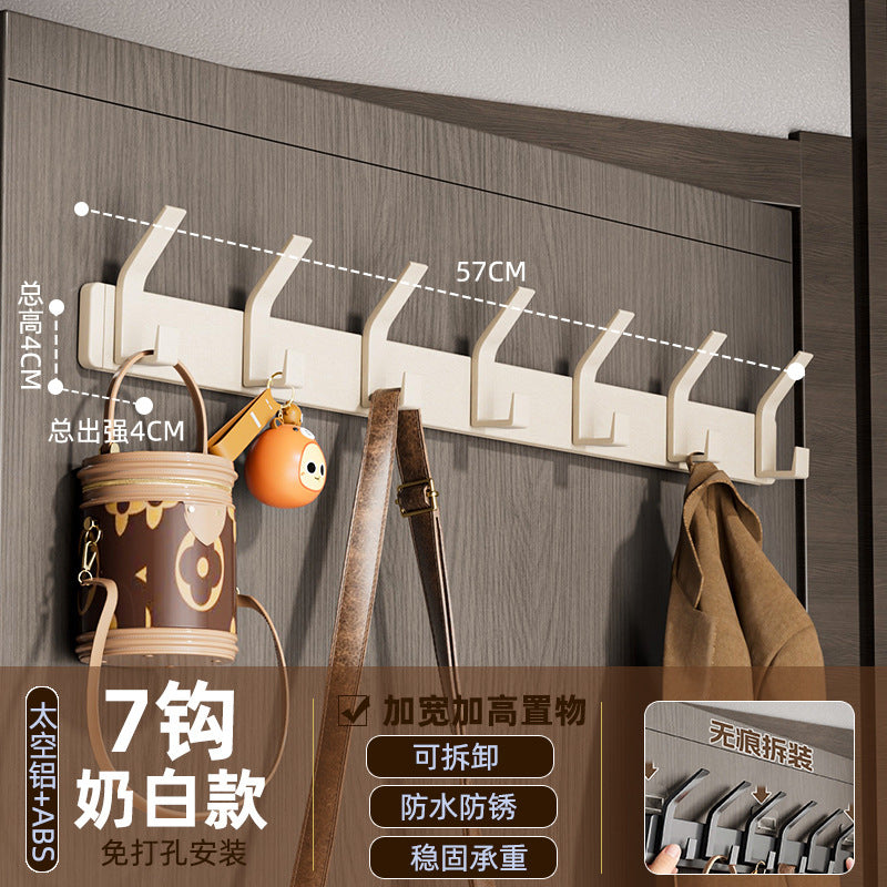 Space aluminum hook, punch-free door back coat hook, wall-mounted fixed wall coat hook, entrance hall coat rack