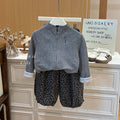 New girls' autumn outfit: versatile grey sports jacket - stylish and trendy casual outerwear for baby girls, fashionable children's clothing