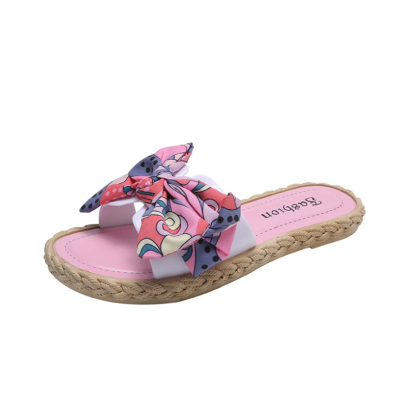 Women's summer sandals & slippers 2023: new fashionable sweet & girly style with bow detail, perfect for beach & casual wear - flat, one-strap design
