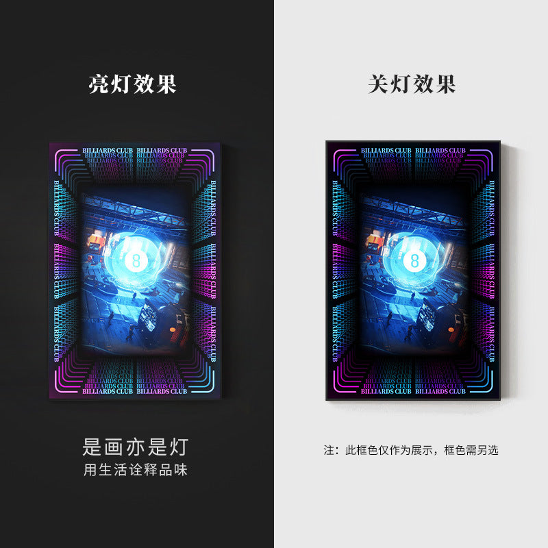 Black eight ball astronaut billiard hall wall decoration painting luminous billiard room hanging painting chess and card club atmosphere light painting
