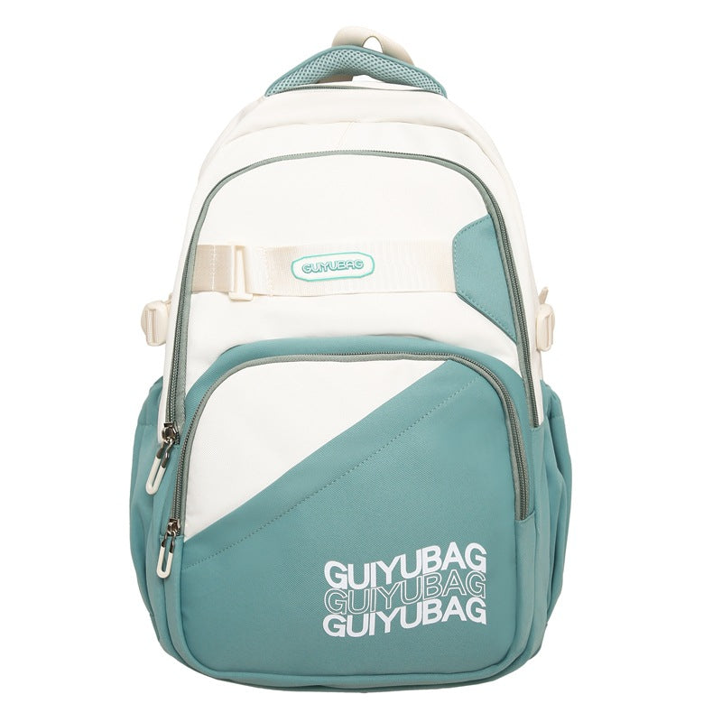 Backpack New fashion junior high school college student schoolbag Large capacity lightweight backpack Simple texture backpack