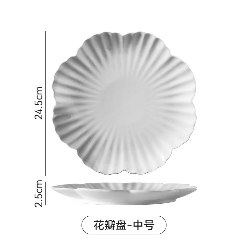 Creative hotel ceramic dinnerware set - unique restaurant & home use - pure white minimalist ceramic plates - western dinner plates - white porcelain serving dishes