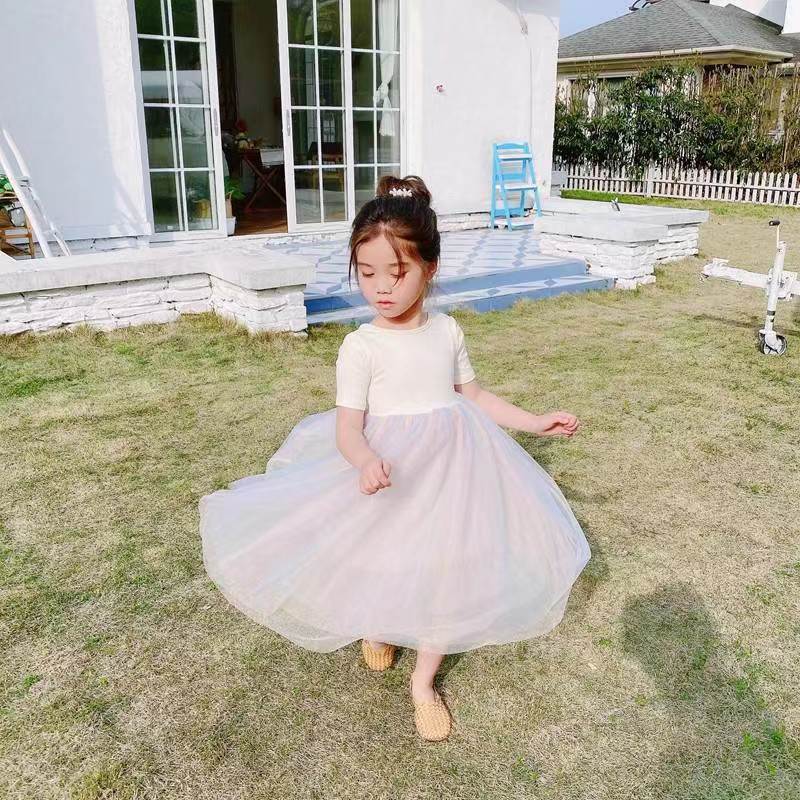 summer girls' rainbow tulle princess dress with open back - direct from the manufacturer