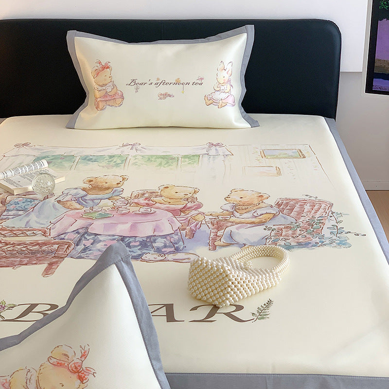 Summer large version milk carbon light mat three-piece ice silk mat cartoon children's dormitory 0.9m 1.2 double bed 1.8