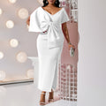 D395 party dressexport women's sexy big bow slit dress hip skirt fashiondress