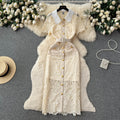 Luxury lace dress for women - summer crochet embroidery, unique and chic design, exuding a sophisticated and elegant aura