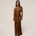 Amazon women's fashion: new autumn  collection - elegant off-the-shoulder ribbon dress, long sleeve slim-fit maxi dress