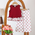 Kids clothing cross-border exclusive for european and american girls new arrival kids red sleeveless tops + whitepants