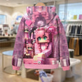 Kids' hoodie jacket, cross-border hot seller: cute cartoon print fashion zip-up hoodie for girls, dropshipping available