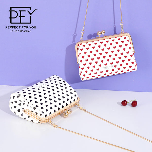 Wesson bag women's messenger bag love fashion small square bag large capacity chain bag niche pu shoulder bag