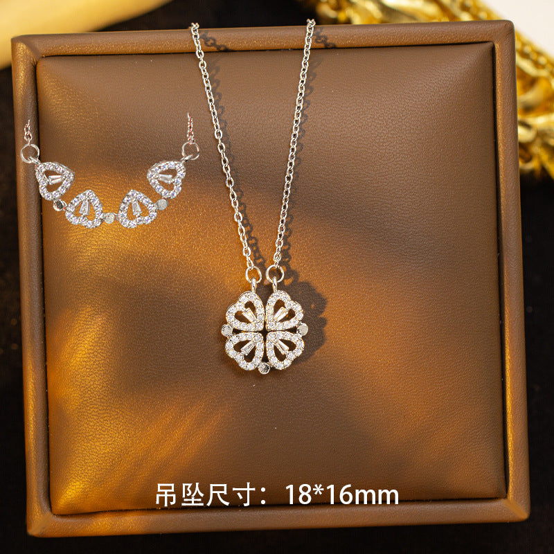 [set] cross-border fashion elegant light luxury full zirconium sweater chain exquisite copper micro-embedded earrings necklace jewelry combination