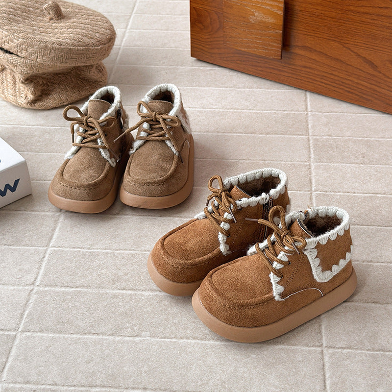 ins French retro Birkenstock velvet Martin boots 2025 autumn and winter new Korean version of girls thick-soled warm cotton boots