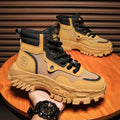Men's martin boots: spring breathable high-top british style retro work boots, outdoor hiking, desert combat, and yellow boots