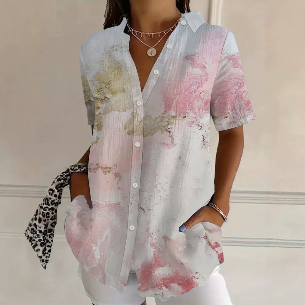 wholesale women's short-sleeved shirts, trendy shirt with hot-selling cross-border print designs, dropshipping available