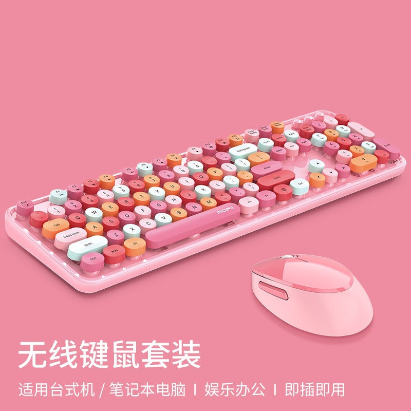 Sweet wireless keyboard and mouse combo - colorful lipstick design, punk style, cute office set for women - cross-border e-commerce
