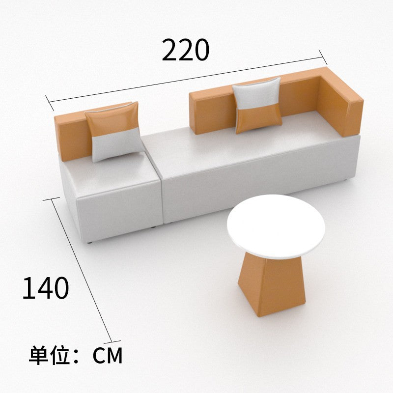 Office reception nappa leather sofa minimalist creative corner sofa waiting area sofa coffee table set