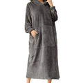 pajamas for women, autumn and winter flannel long nightgown, foreign trade hooded bathrobe,  hot style, one piece dropshipping