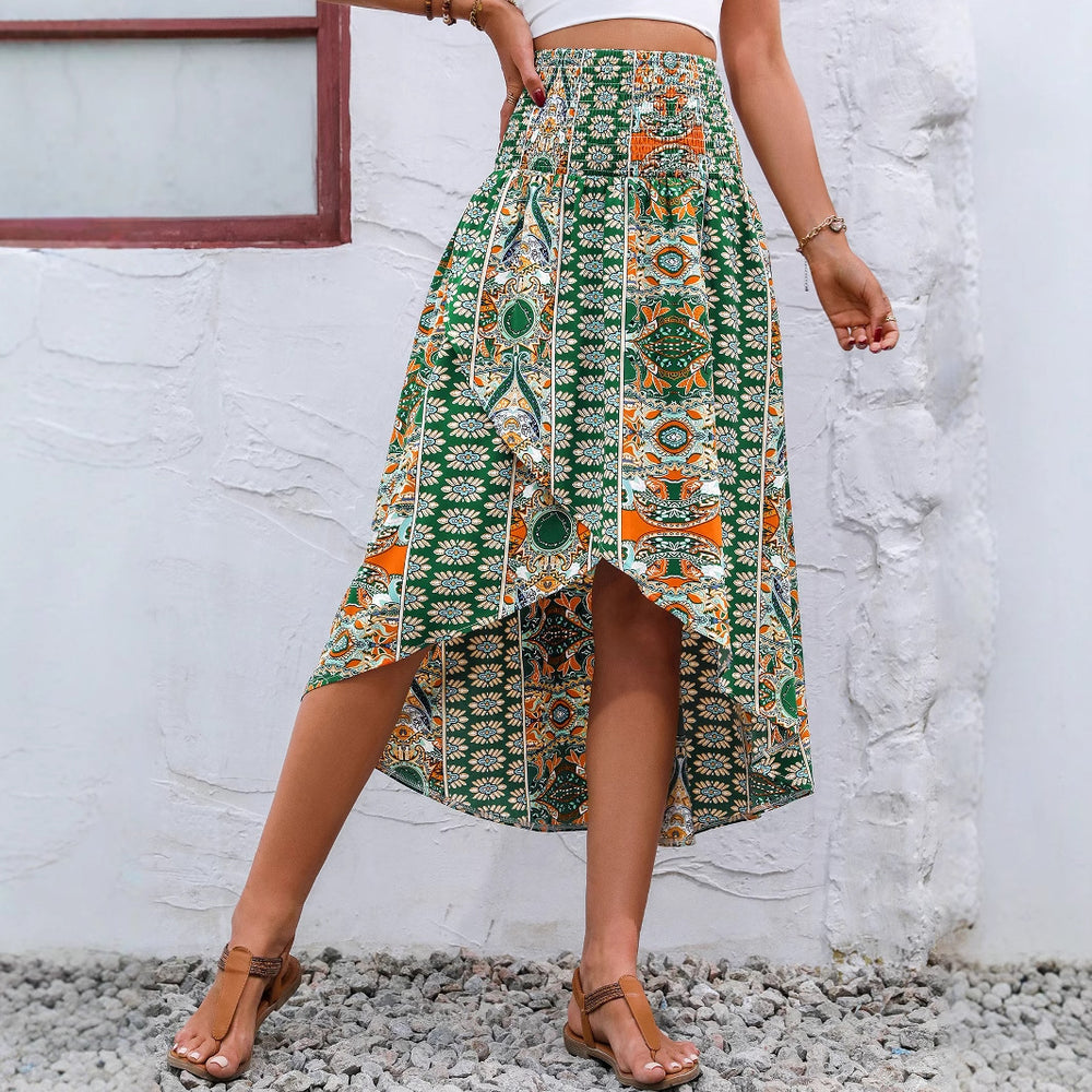 Pre-sale 92127#  cross-border women's light and elegant retro floral irregular skirt for women