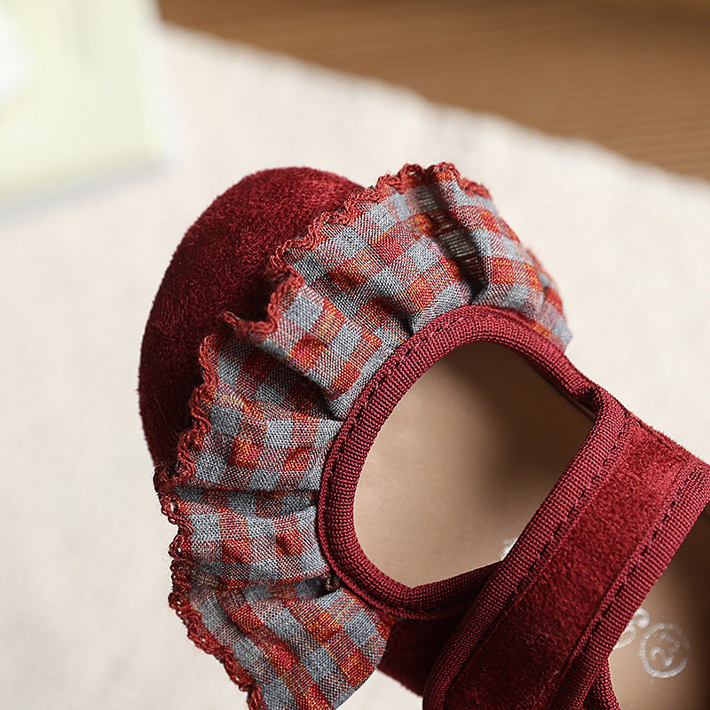 Insfrench small leather shoes  spring autumnew arrivalk-stylegirllace princess shoes soft bottom beanie shoes