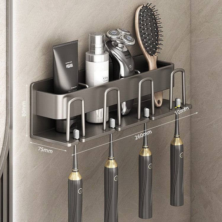 Bathroom cosmetic storage rack hair dryer holder bathroom gun gray wall-mounted paper towel storage rack hair dryer