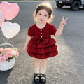 spring/autumn new girls' dress - sweet, long-sleeved princess dress with large bow for kids and babies