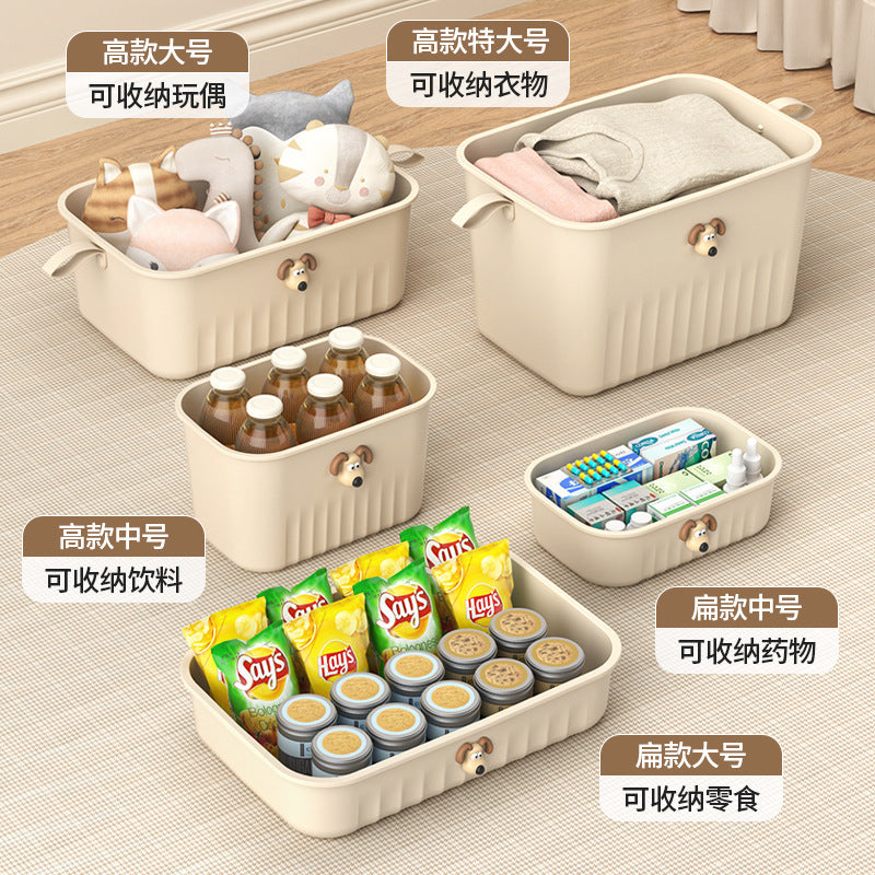 Miscellaneous storage box dormitory desktop storage box toy cream style cosmetics storage box snack plastic storage box