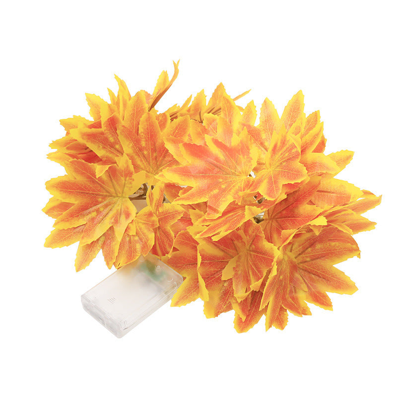 Cross-border LED light string Halloween maple leaf light string simulation leaf string light courtyard holiday decoration battery box lanterns